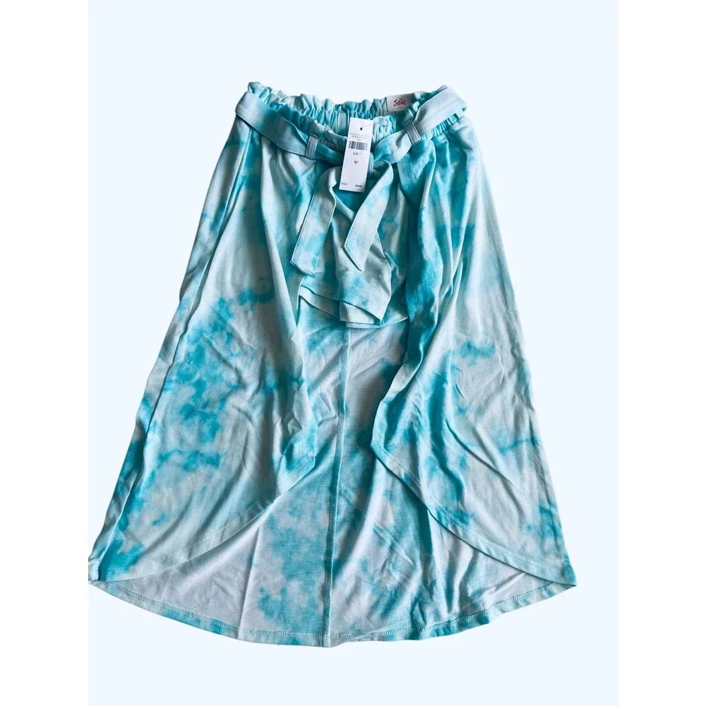 Justice Girls Maxi Shorts Overlay Skort Size 7 Blue Tie-Dye Tie Front Beach Boho